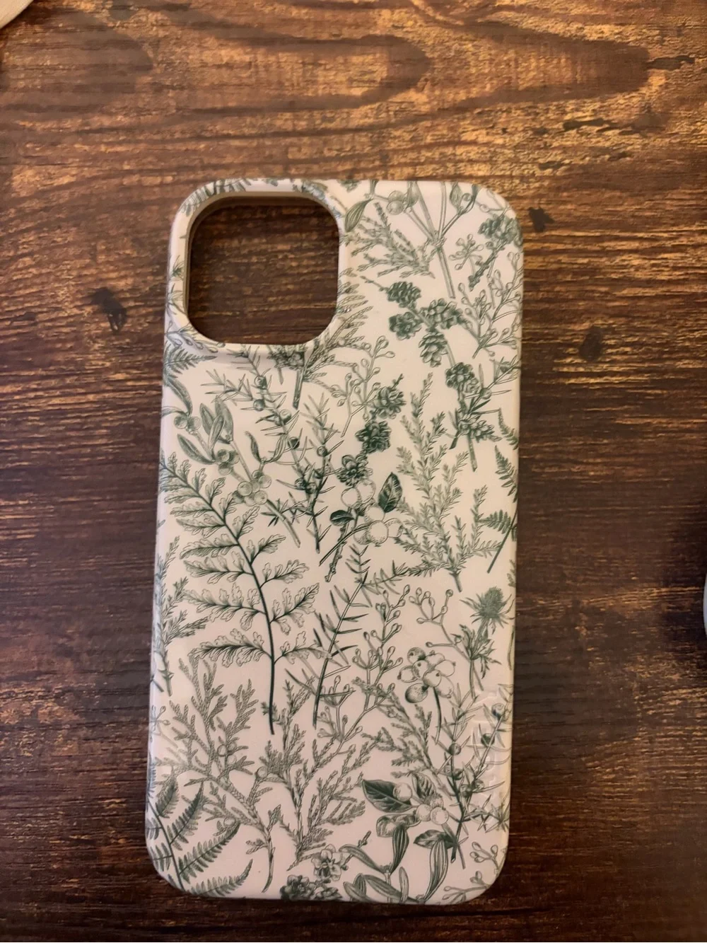 Green Botanical Pattern Phone Case - White Base